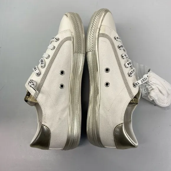 Vintage Havana Womens Size 10 Alive White Gold Glitter Star Slip On Sneakers