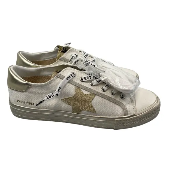 Vintage Havana Womens Size 10 Alive White Gold Glitter Star Slip On Sneakers