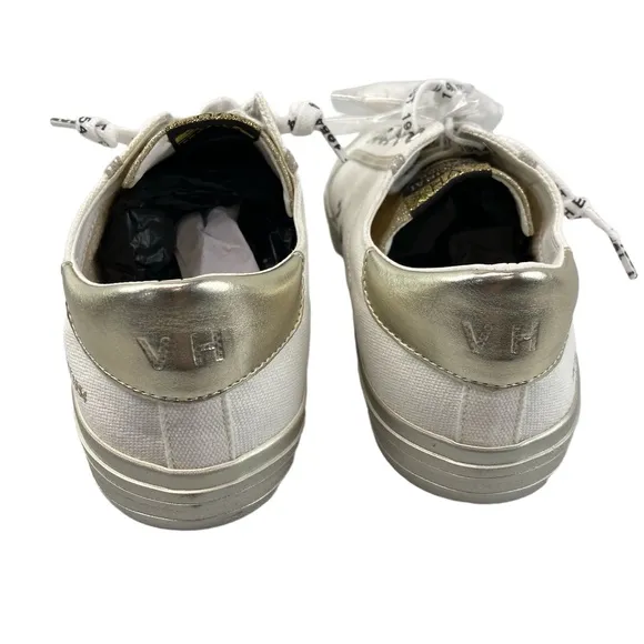 Vintage Havana Womens Size 10 Alive White Gold Glitter Star Slip On Sneakers
