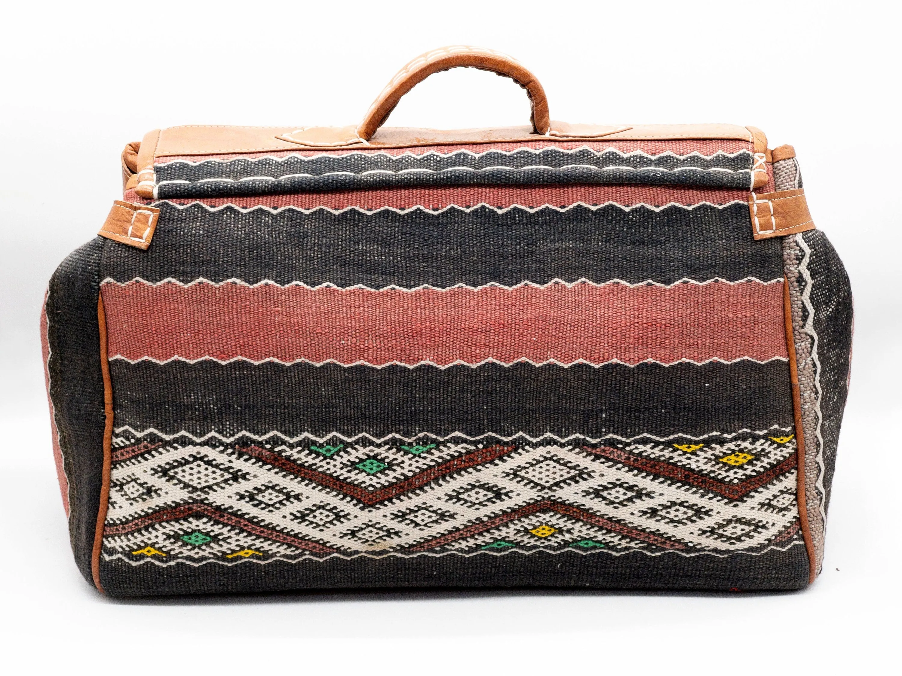 Vintage Kilim Travel Bag - Handmade Leather Weekender Bag