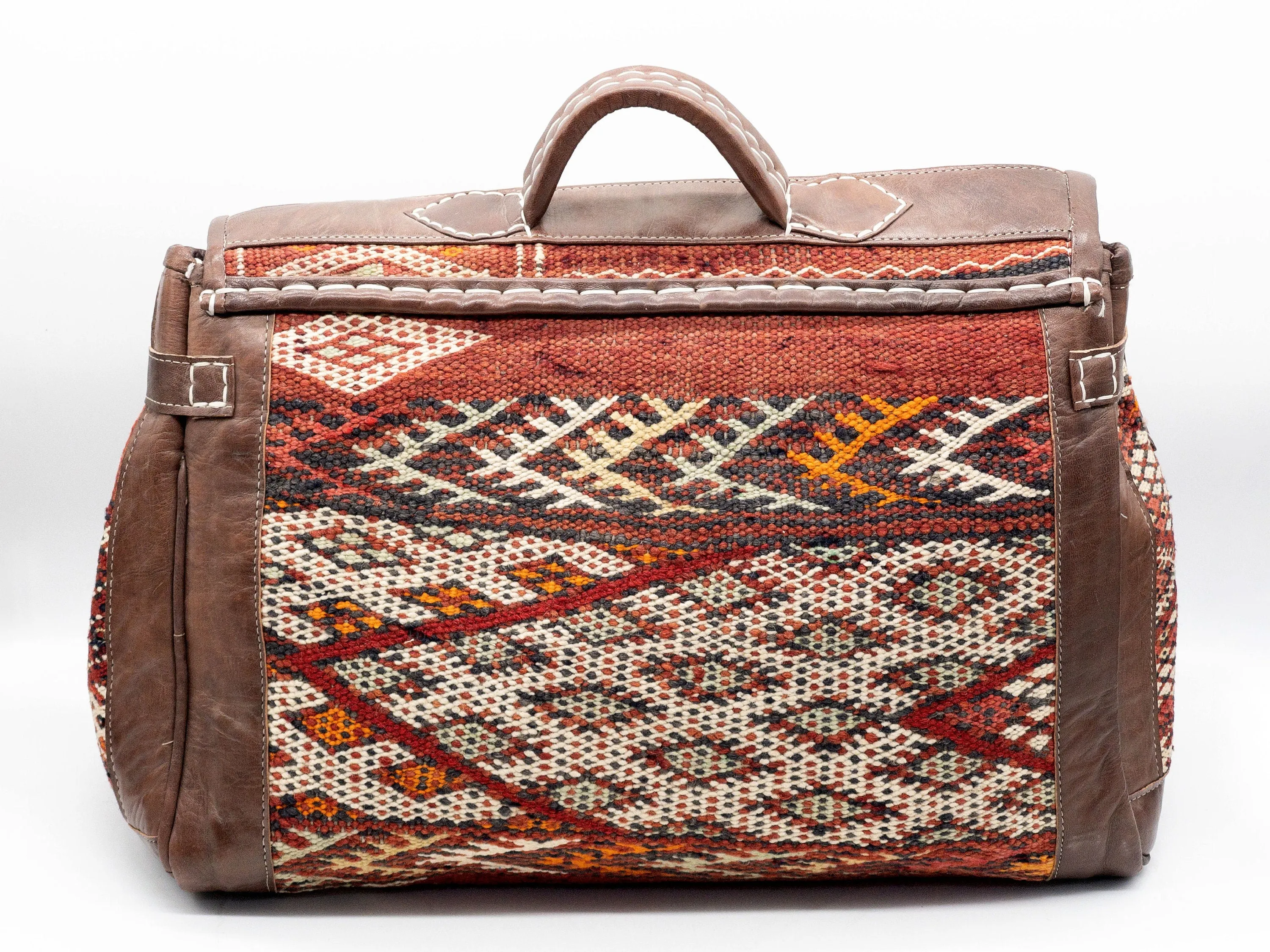 Vintage Kilim Travel Bag - Handmade Leather Weekender Bag