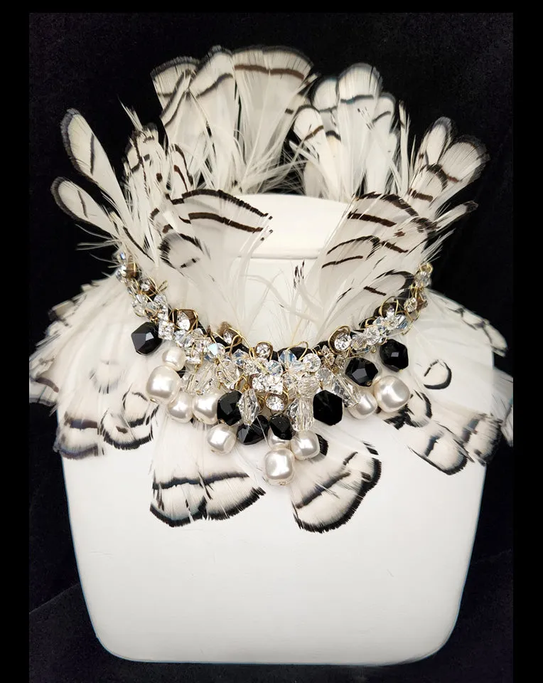 Wedding and formal necklaces - dramatic feather choker - Francesca by Kezani