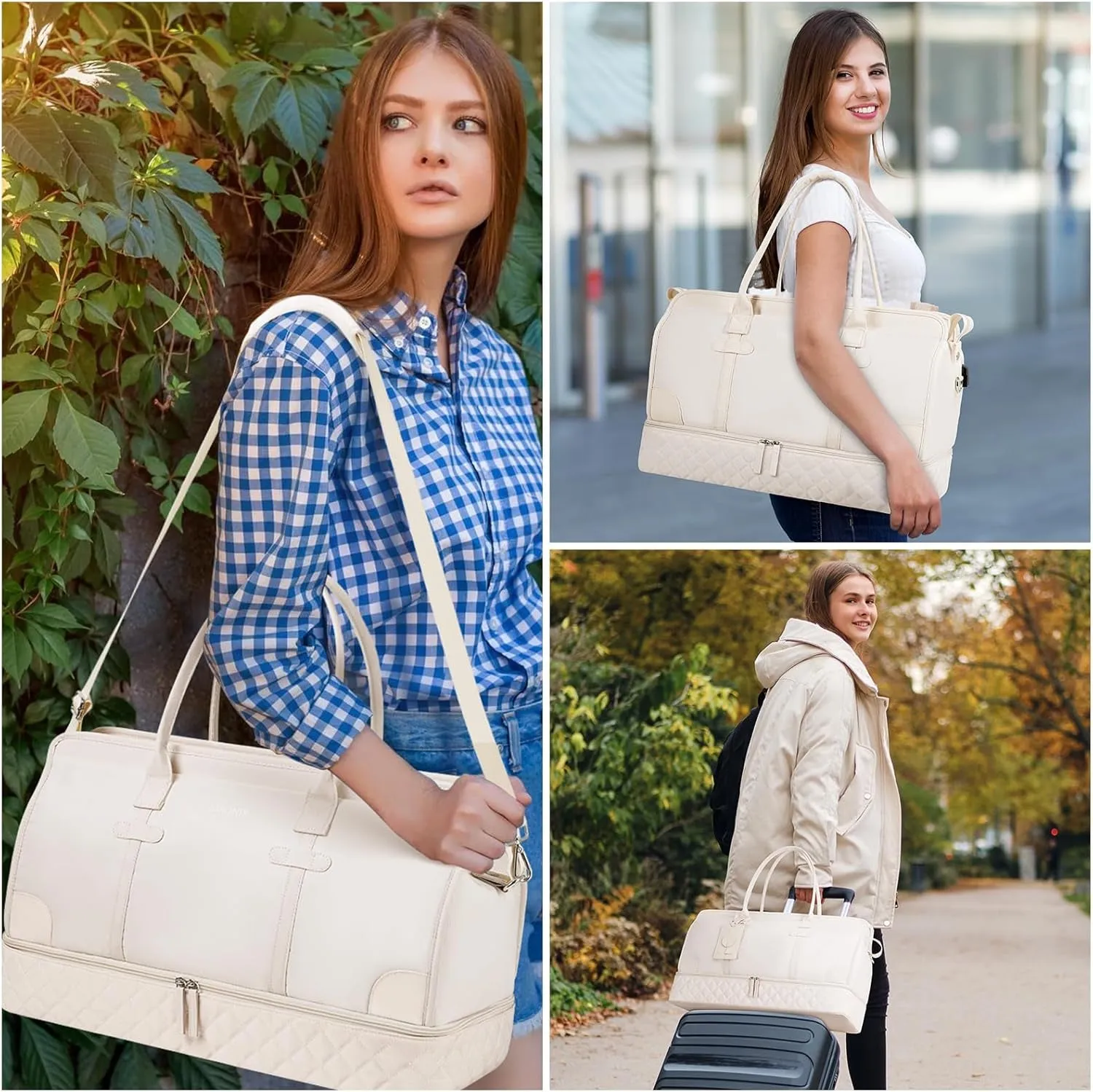 Weekend Travel Bag with Shoe Compartment and USB Charging Port, Gym Bag