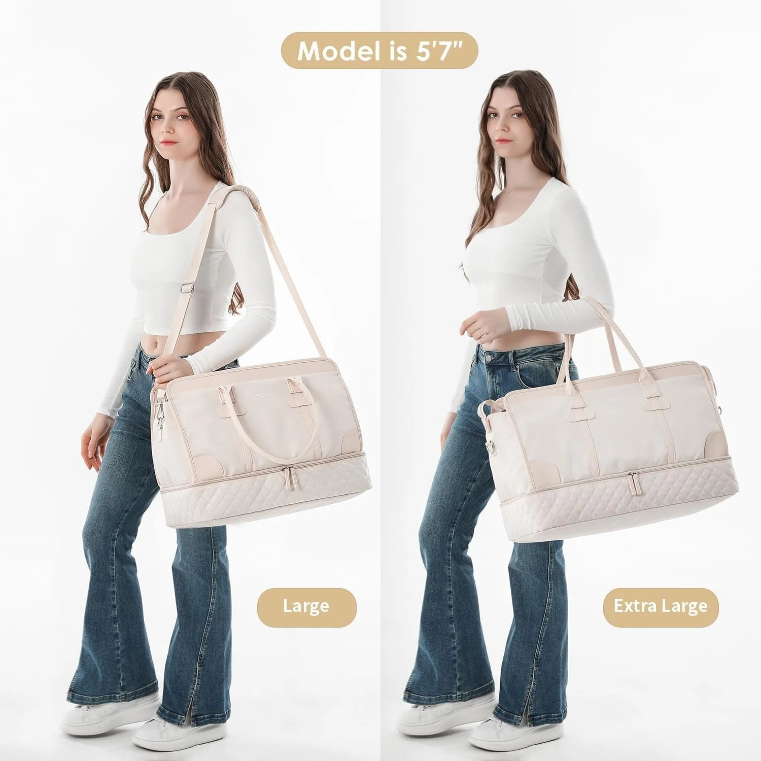 Weekend Travel Bag with Shoe Compartment and USB Charging Port, Gym Bag