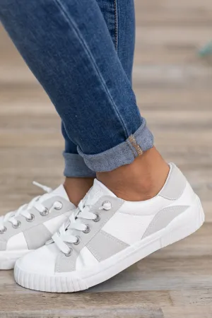 White and Grey Colorblock Sneakers