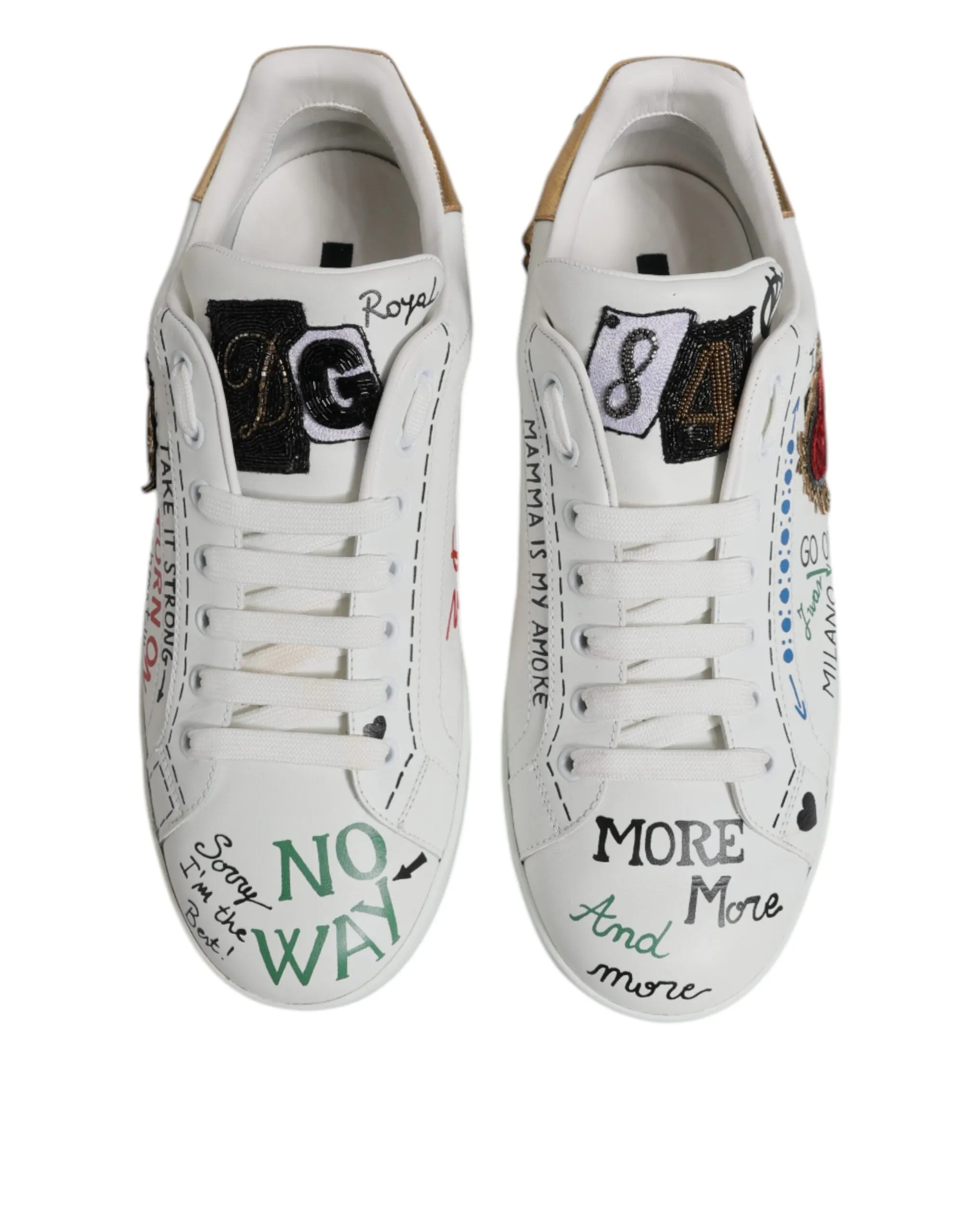 White Sacred Heart Patch Sneakers Shoes