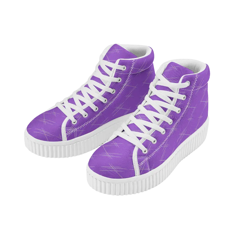 White Scratches Women's High Top Platform Sneakers