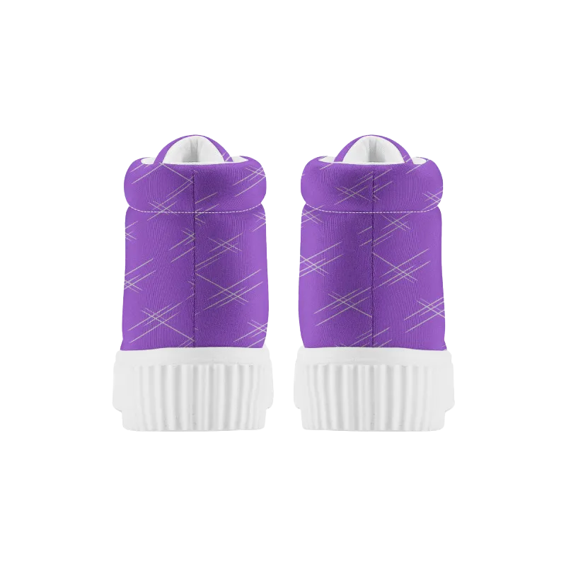 White Scratches Women's High Top Platform Sneakers