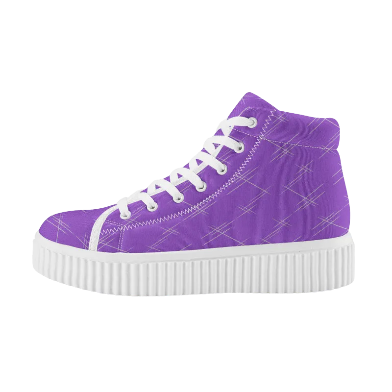 White Scratches Women's High Top Platform Sneakers