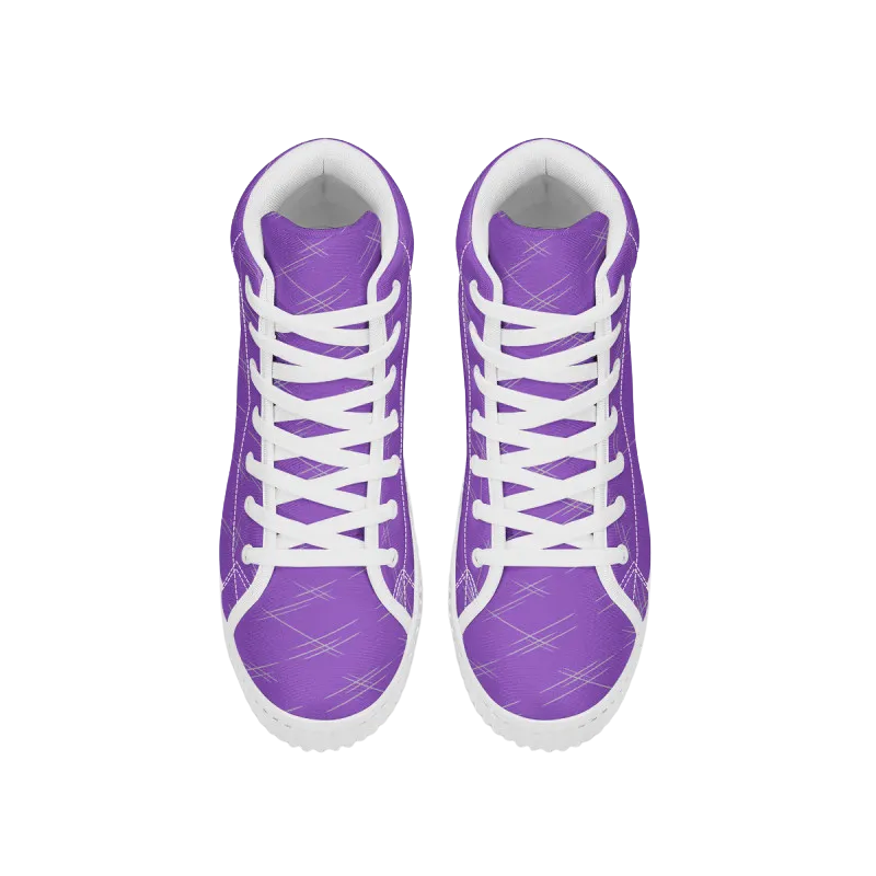 White Scratches Women's High Top Platform Sneakers