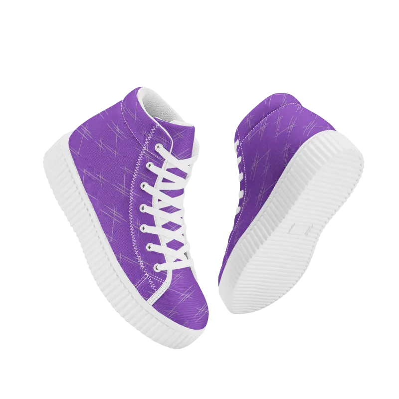 White Scratches Women's High Top Platform Sneakers
