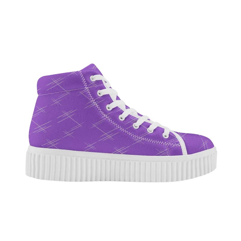 White Scratches Women's High Top Platform Sneakers
