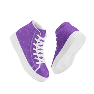 White Scratches Women's High Top Platform Sneakers