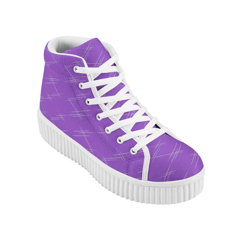 White Scratches Women's High Top Platform Sneakers
