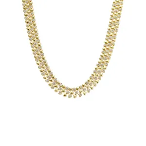 Wide Pave/Solid Hearts Chain Choker Necklace