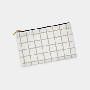 Window Pane White and Taupe Personalized Zipper Pouch