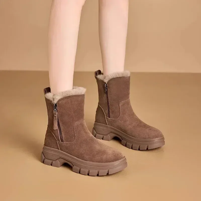 Winter Luxe Women's Snow Boots with Plush Warmth and Zipper