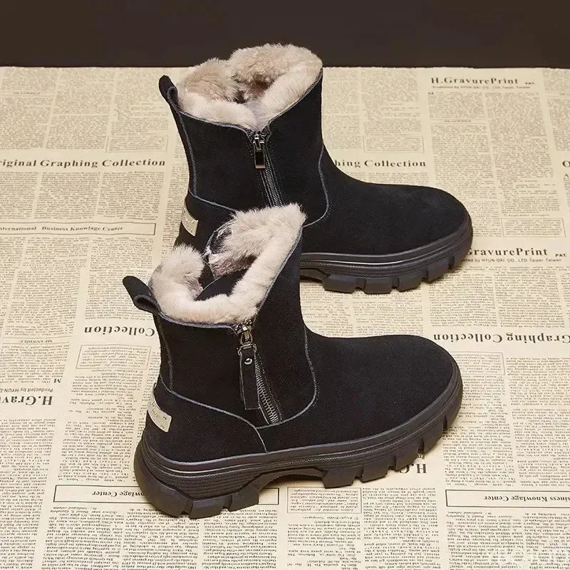 Winter Luxe Women's Snow Boots with Plush Warmth and Zipper