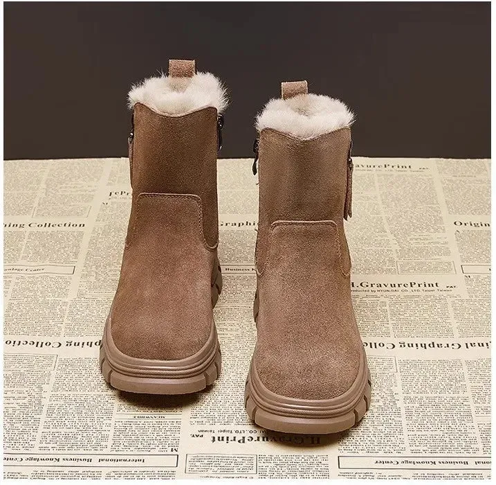 Winter Luxe Women's Snow Boots with Plush Warmth and Zipper