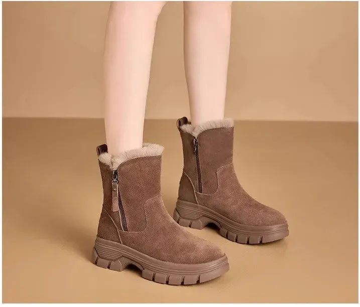 Winter Luxe Women's Snow Boots with Plush Warmth and Zipper