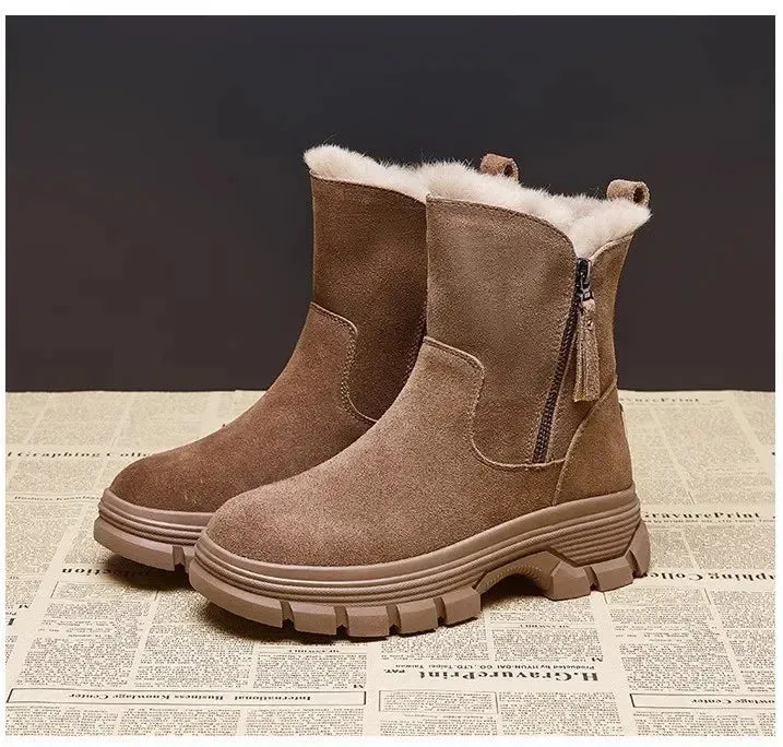 Winter Luxe Women's Snow Boots with Plush Warmth and Zipper