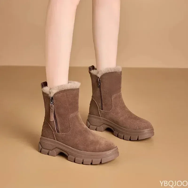 Winter Luxe Women's Snow Boots with Plush Warmth and Zipper
