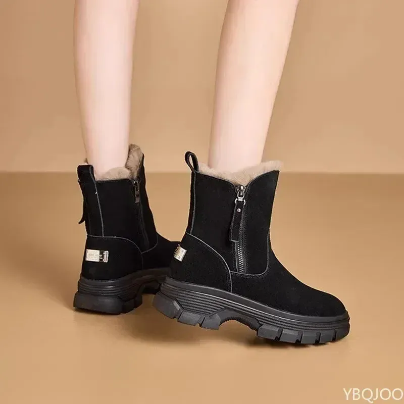 Winter Luxe Women's Snow Boots with Plush Warmth and Zipper