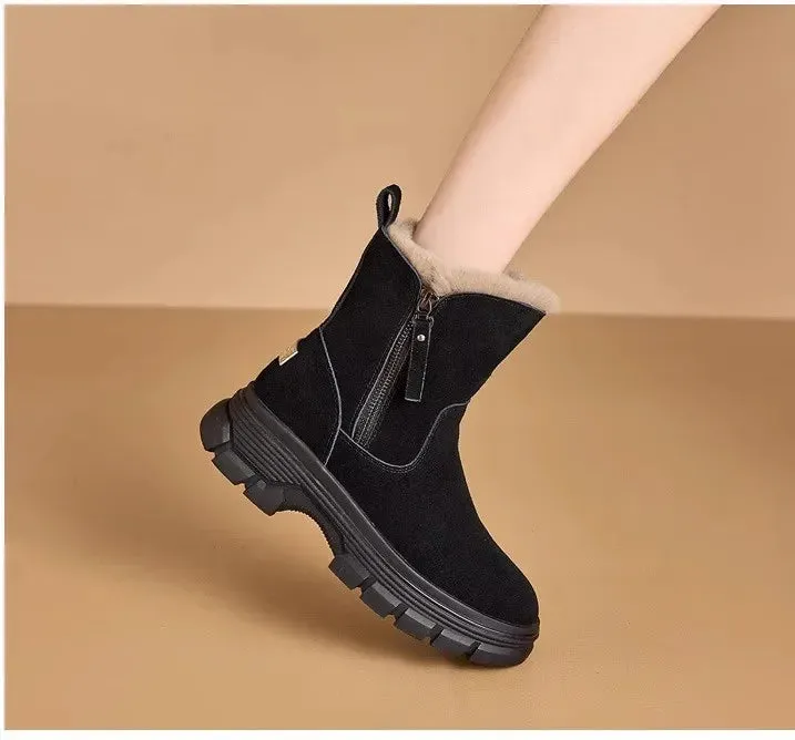 Winter Luxe Women's Snow Boots with Plush Warmth and Zipper