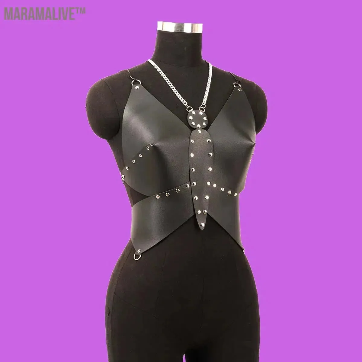 Women Fashion Corset Belt Leather Butterfly Top Leather Butterfly Crop Backless  Festival Wear Chest Harness Woman Rave Harness