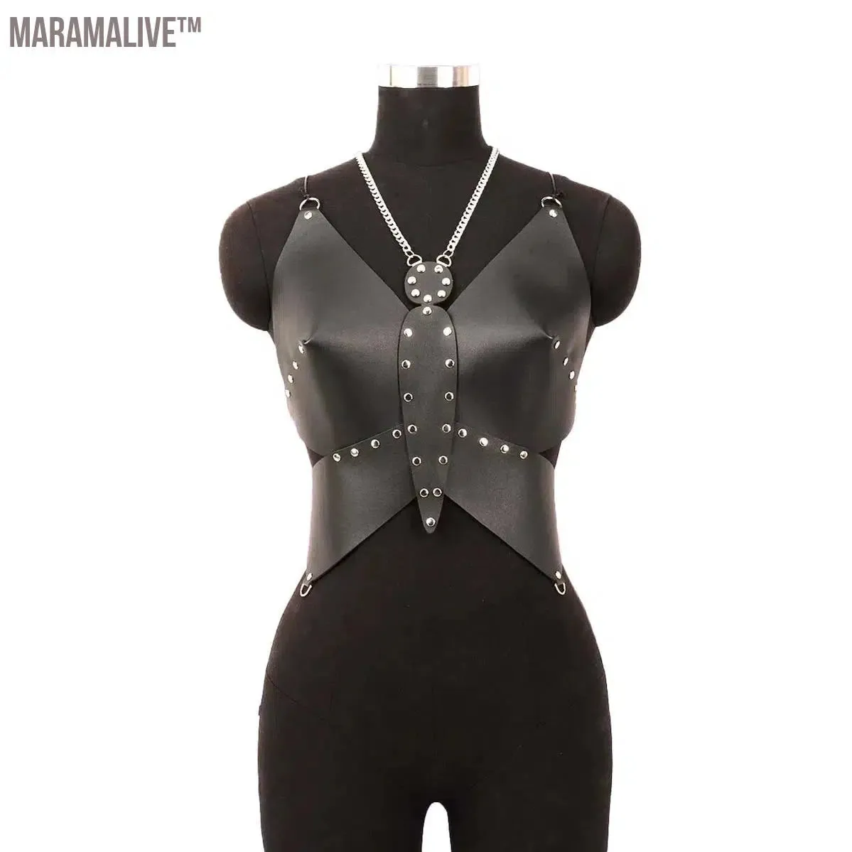 Women Fashion Corset Belt Leather Butterfly Top Leather Butterfly Crop Backless  Festival Wear Chest Harness Woman Rave Harness