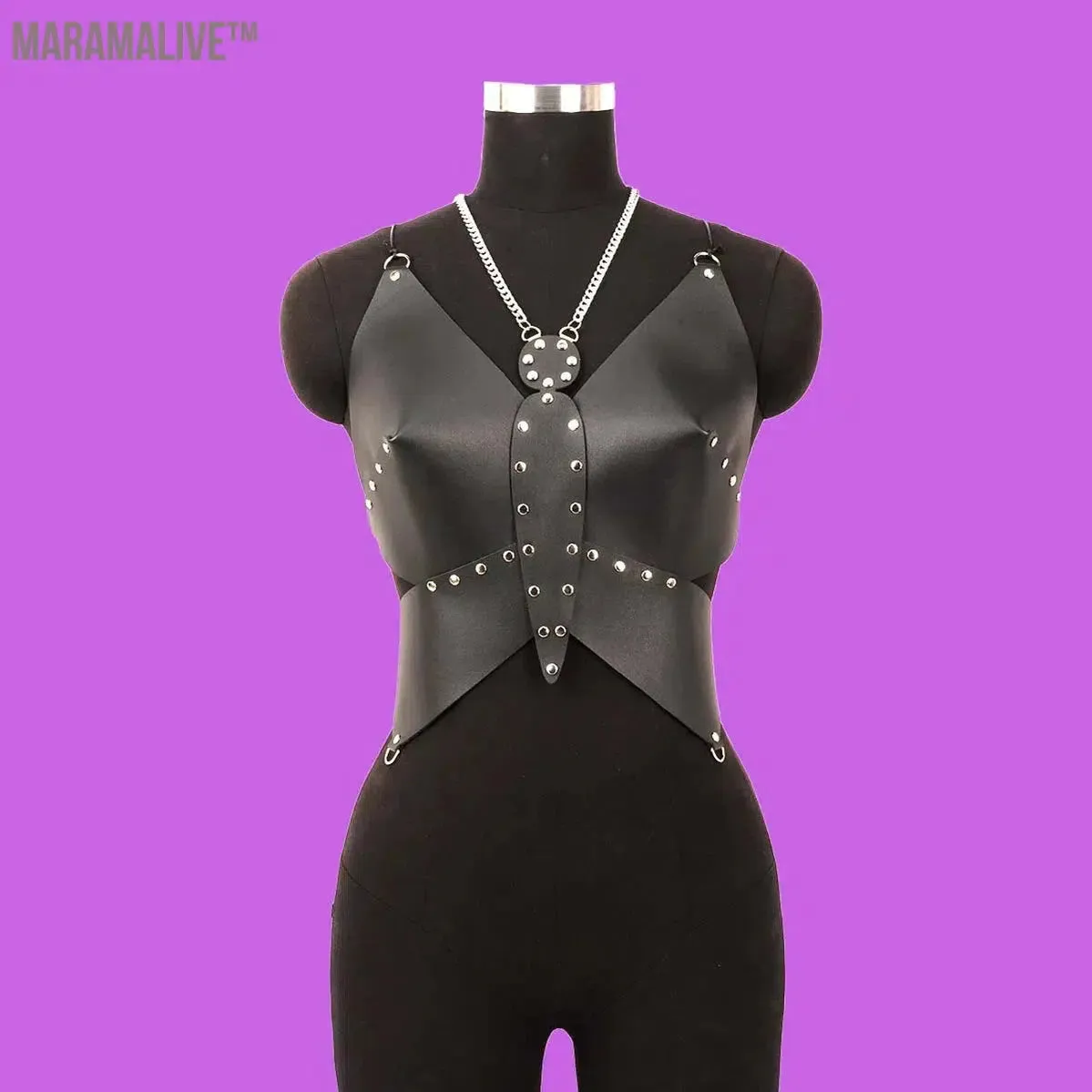 Women Fashion Corset Belt Leather Butterfly Top Leather Butterfly Crop Backless  Festival Wear Chest Harness Woman Rave Harness