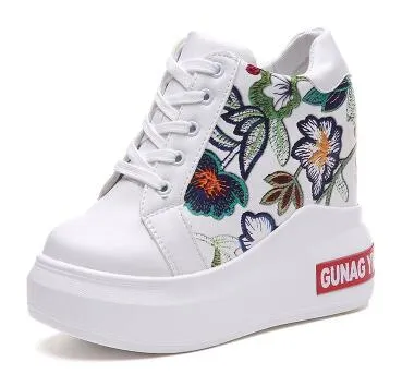 Women Shoes 2018 Spring Autumn Woman Platforms Shoes Women Retro Shoes Woman Lace-Up 12 cm High Heels Height Increasing Boots