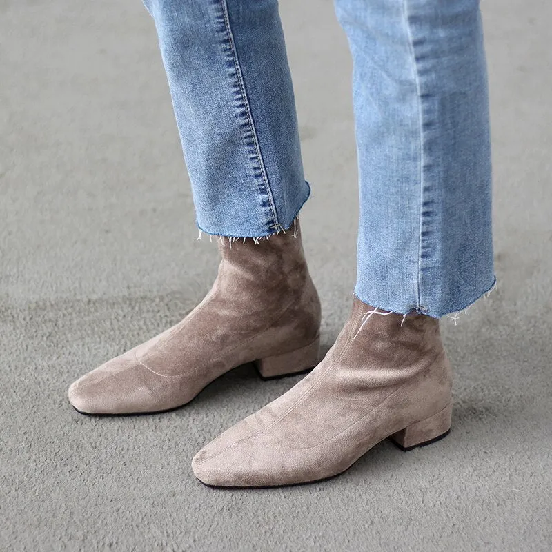 Women stretch boots casual flock