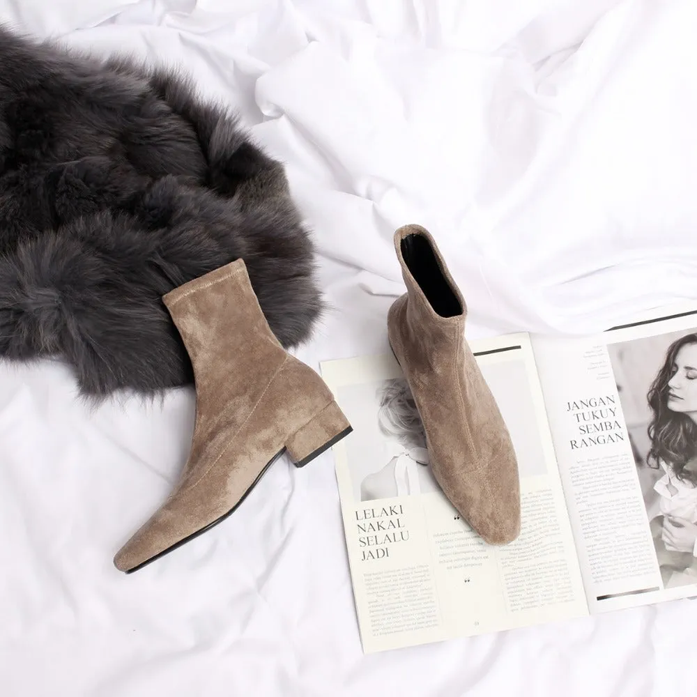 Women stretch boots casual flock