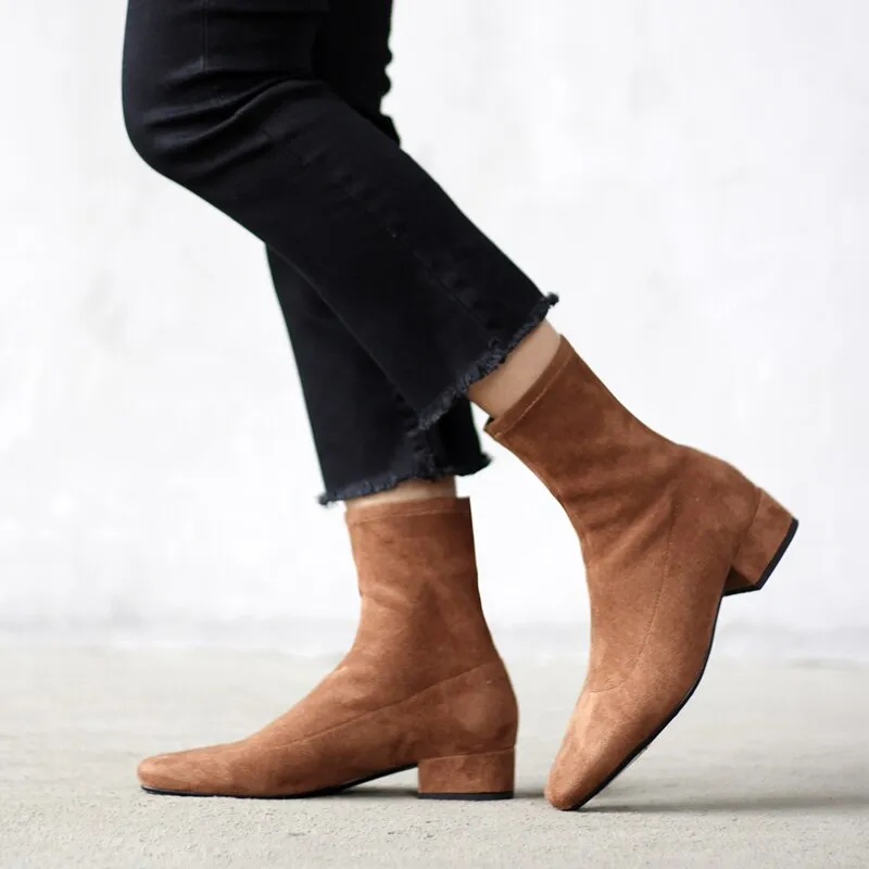 Women stretch boots casual flock