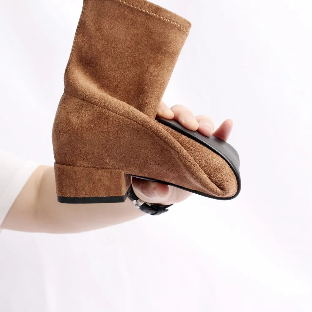 Women stretch boots casual flock