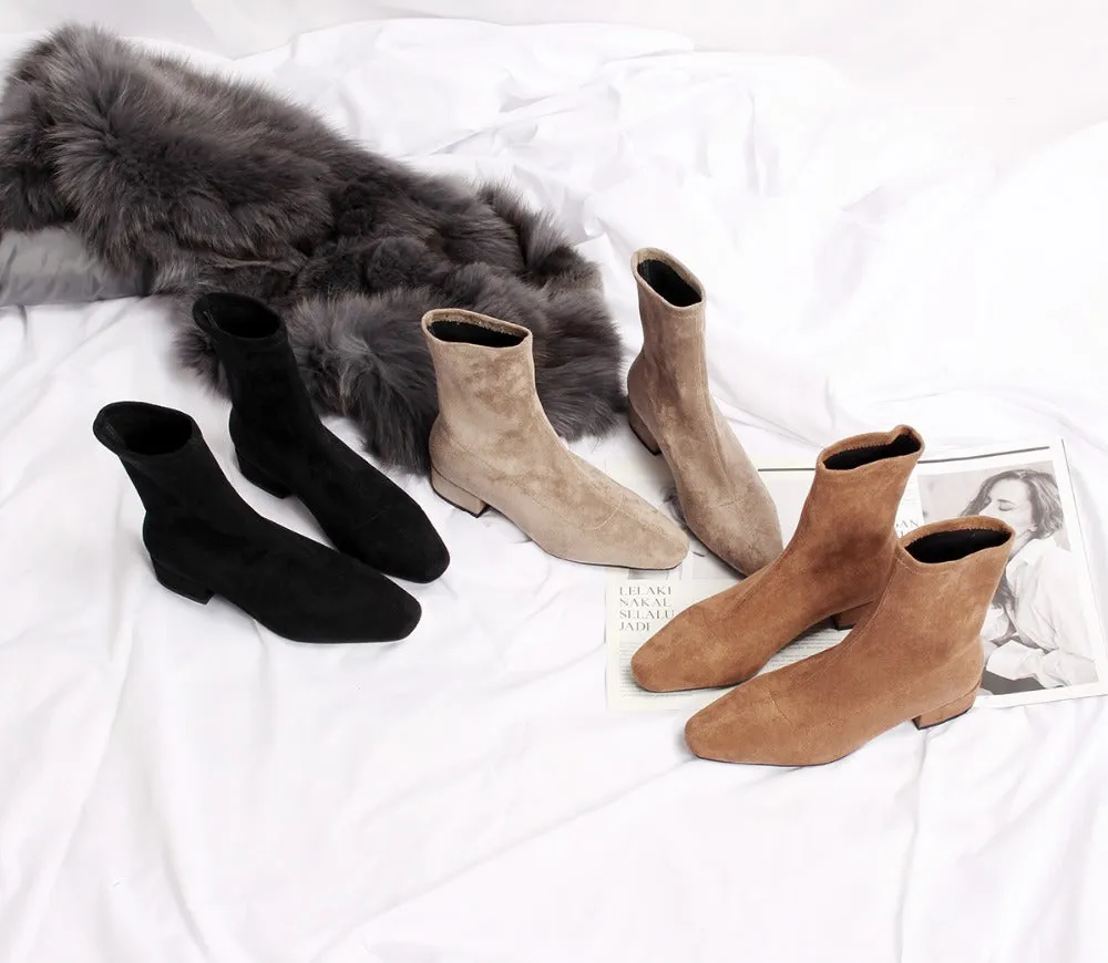 Women stretch boots casual flock