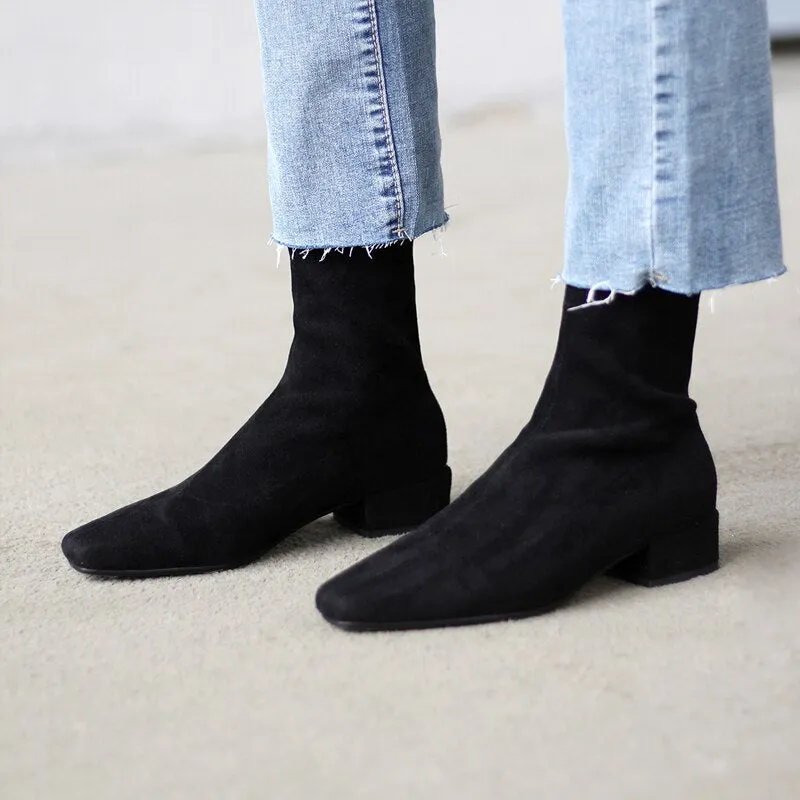 Women stretch boots casual flock
