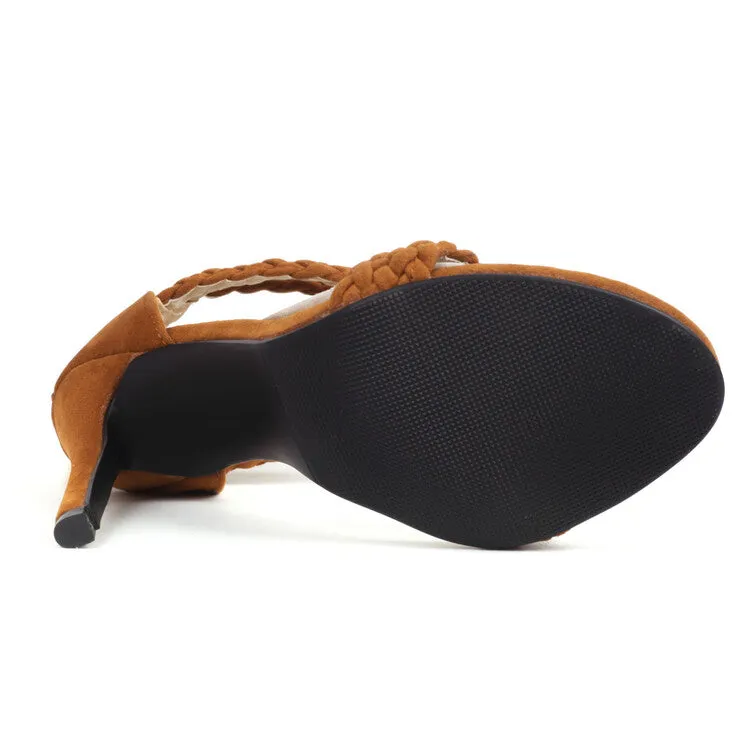 Women's Back Zippers Ankle Strap Stiletto Heel Sandals