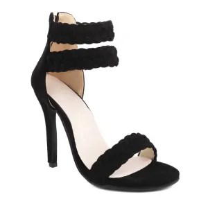 Women's Back Zippers Ankle Strap Stiletto Heel Sandals