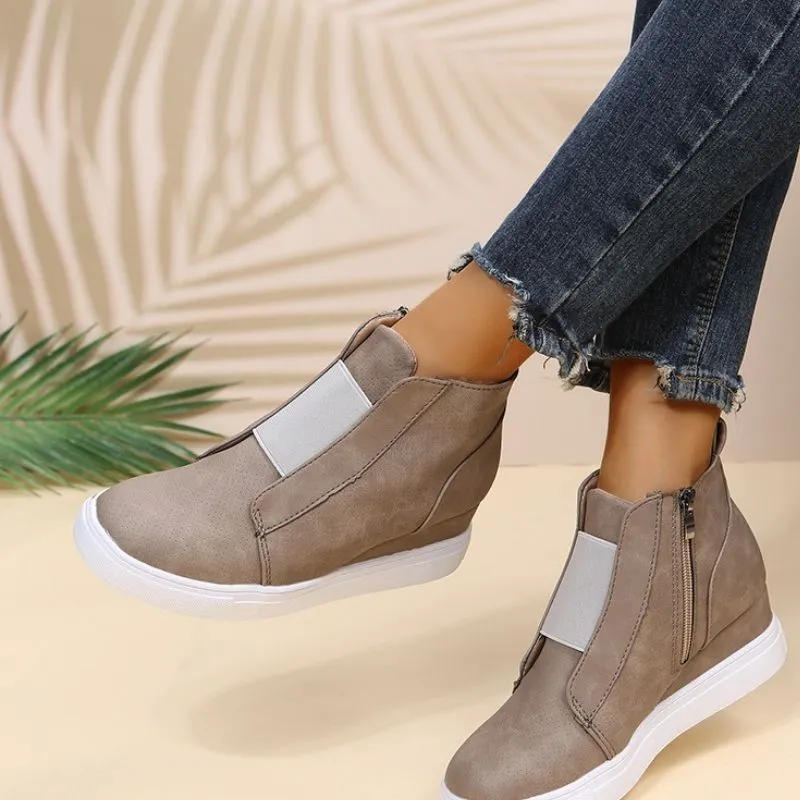 Women's Fashion Slip On Inner Height Sneakers Booties