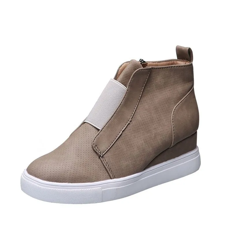 Women's Fashion Slip On Inner Height Sneakers Booties