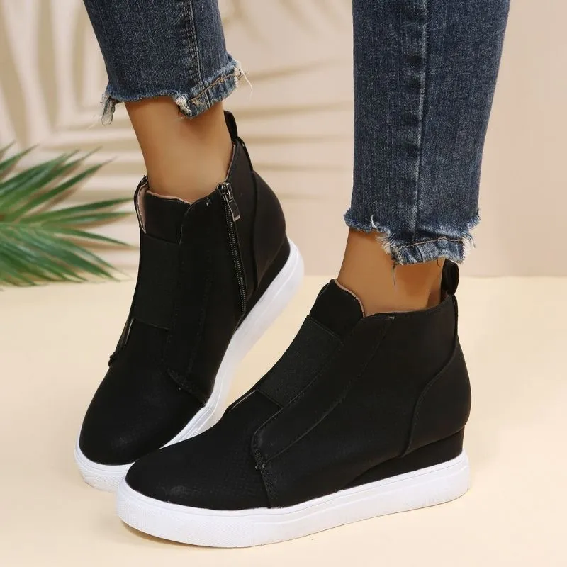 Women's Fashion Slip On Inner Height Sneakers Booties
