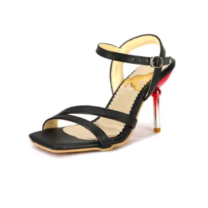 Women's Square Toe Ankle Strap Stiletto High Heel Sandals