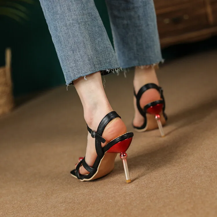 Women's Square Toe Ankle Strap Stiletto High Heel Sandals