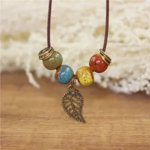 Wood Collar Stone Boho Necklace