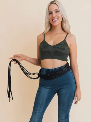 Woven Tie Up Belt - Black