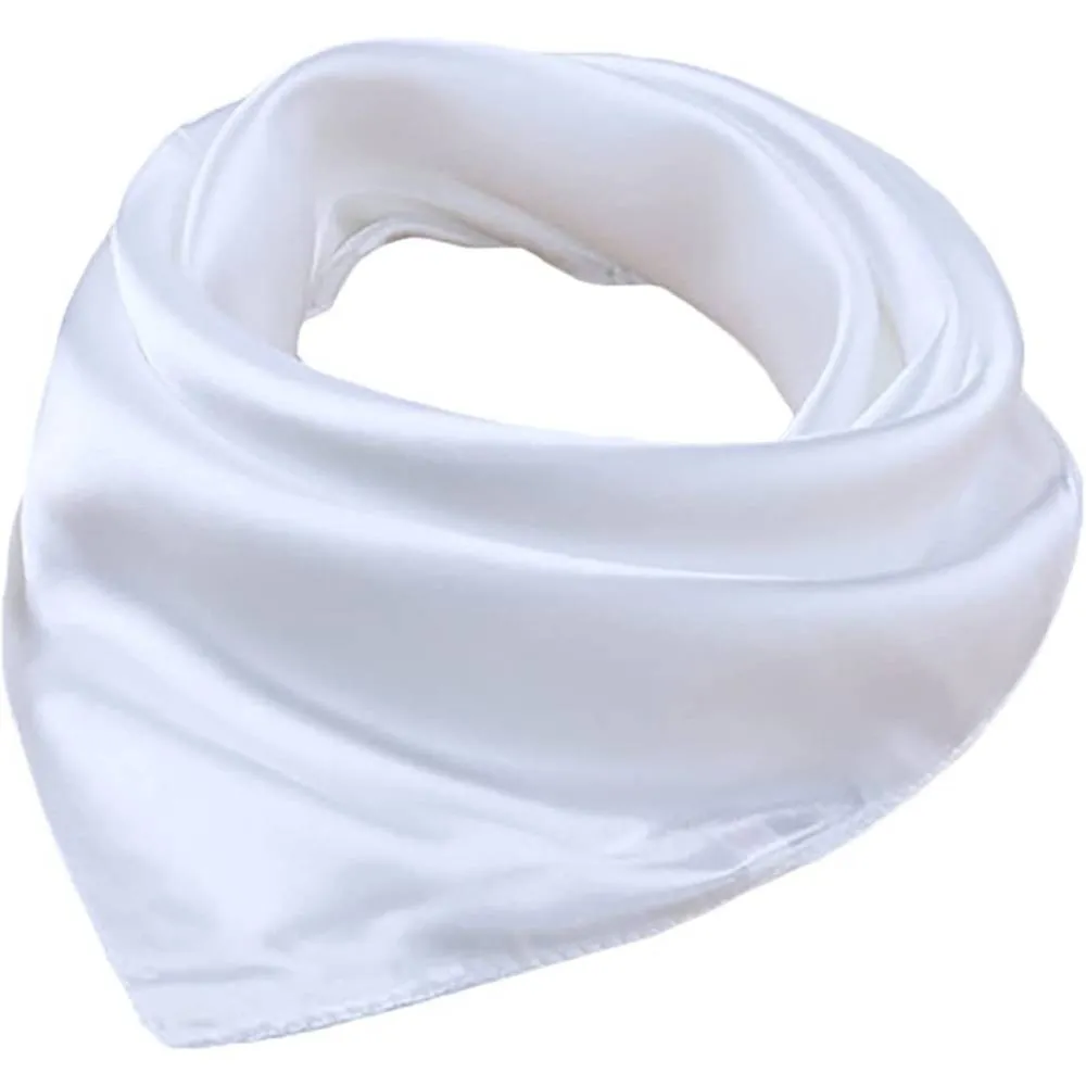 X&F Women's Solid Stain Charmeuse Neckerchief Square Scarf 23" 23" | Multiple Colors