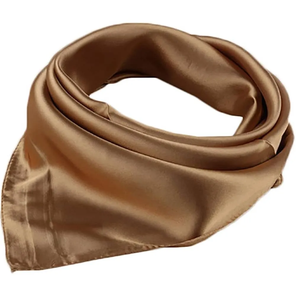 X&F Women's Solid Stain Charmeuse Neckerchief Square Scarf 23" 23" | Multiple Colors