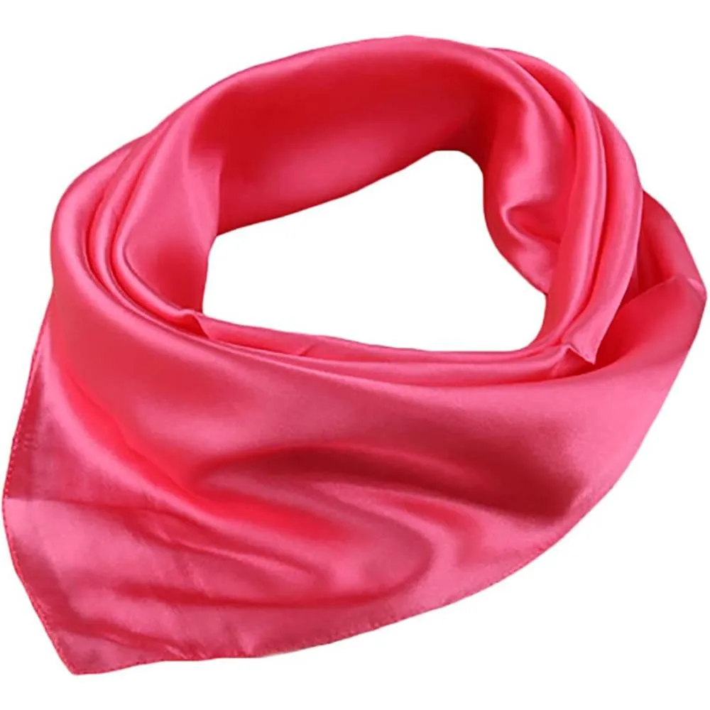 X&F Women's Solid Stain Charmeuse Neckerchief Square Scarf 23" 23" | Multiple Colors